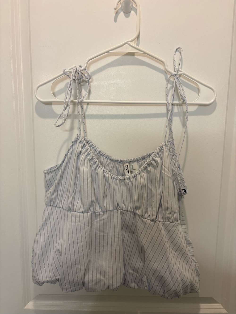 H&M Light Blue & White Striped Tie-Shoulder Cami